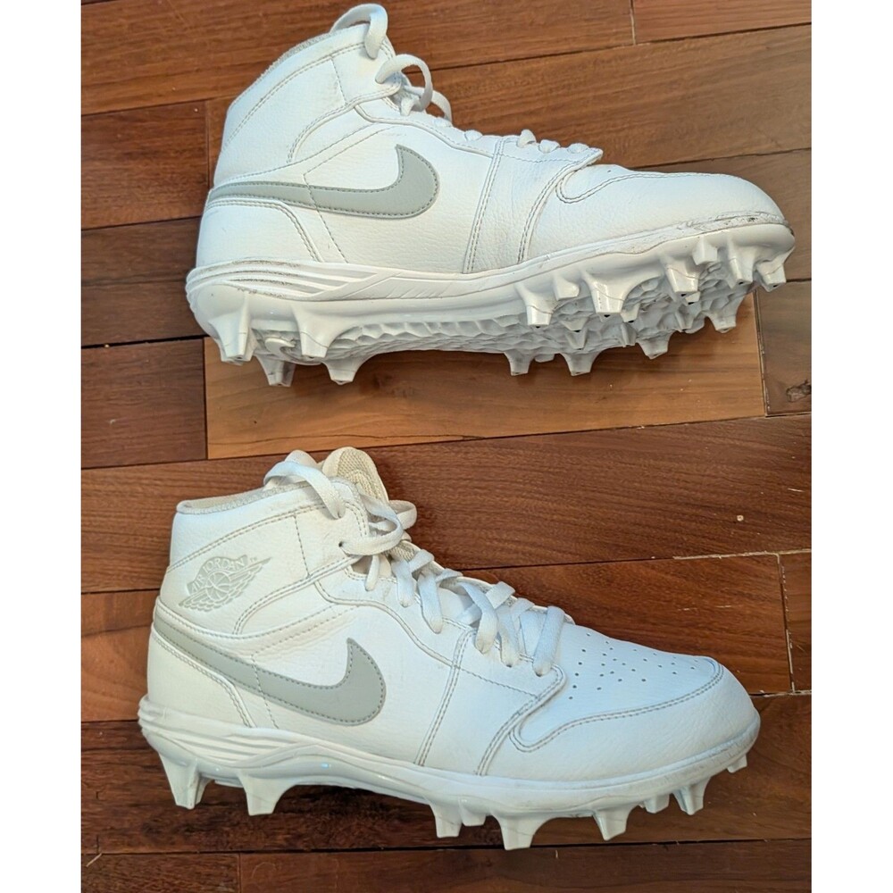 Nike Air Jordan 1 Mid TD White Grey Mena 10 Football Cleat (FJ6805 101)